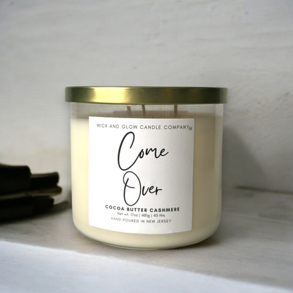 Come Over | Luxury Soy Wax Candle – Cocoa Butter, Vanilla & Musk | 3-Wick Candle